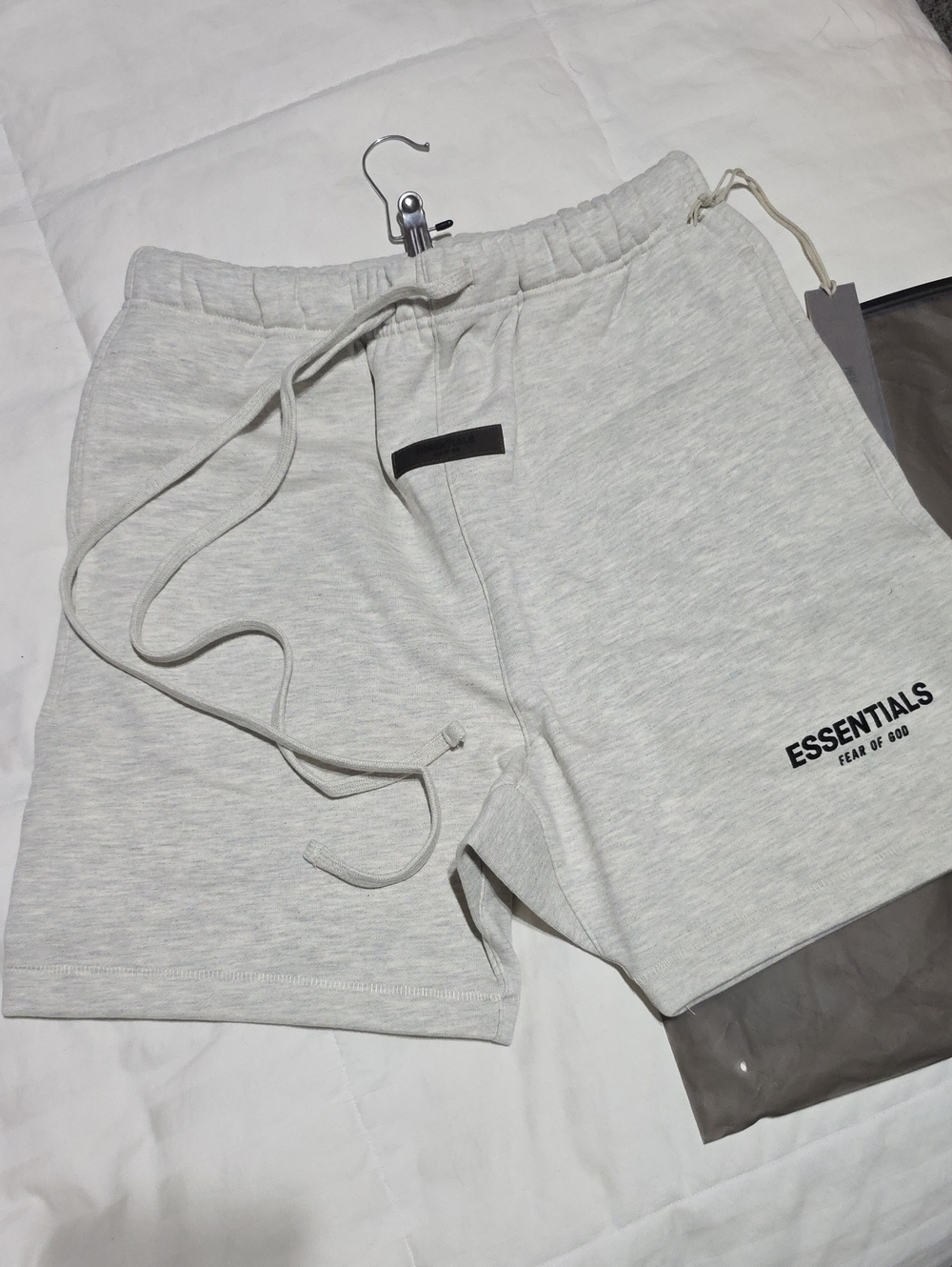 Essentials Light Heather Gray Drawstring Sweat Shorts